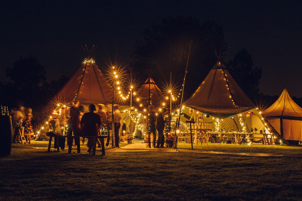 Tipi Lighting Fairy Lights Festoons Bright Camp Festival Wedding Chloe Lee Photography