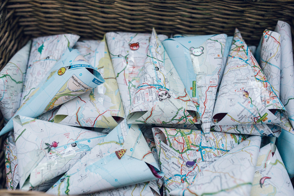 Map Travel Confetti Cones Bright Camp Festival Wedding Chloe Lee Photography