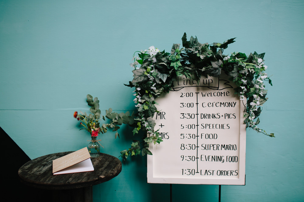 Plan of the Day Timeline Handwritten Greenery Foliage Constellations Liverpool Wedding Dan Hough Photo