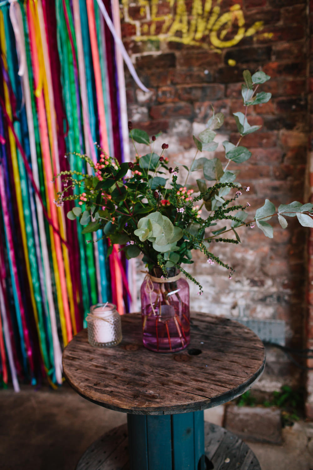 Greenery Foliage Eucalyptus Pink Jar Berries Ribbon Backdrop Constellations Liverpool Wedding Dan Hough Photo