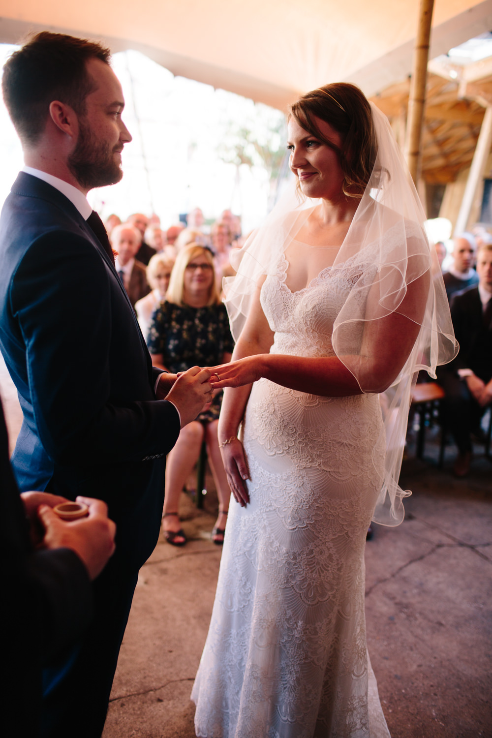 Bride Bridal Watters Lace Sleeveless Dress Gown Navy Suit Groom Veil Constellations Liverpool Wedding Dan Hough Photo