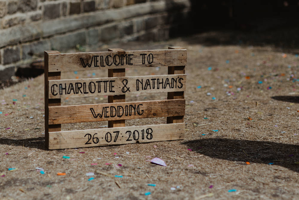 Wooden Pallet Sign Cute Rainbow Wedding Stevie Jay Photography