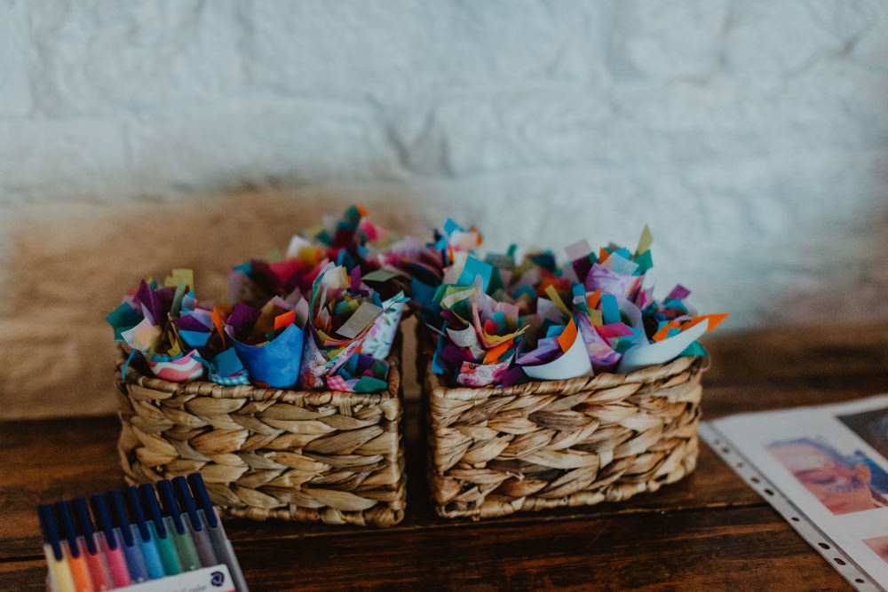 Confetti Cone Basket Cute Rainbow Wedding Stevie Jay Photography