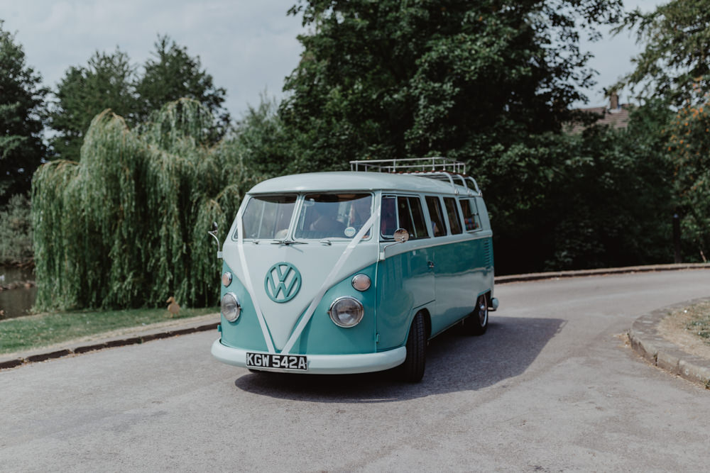 VW Campervan Transport Cute Rainbow Wedding Stevie Jay Photography