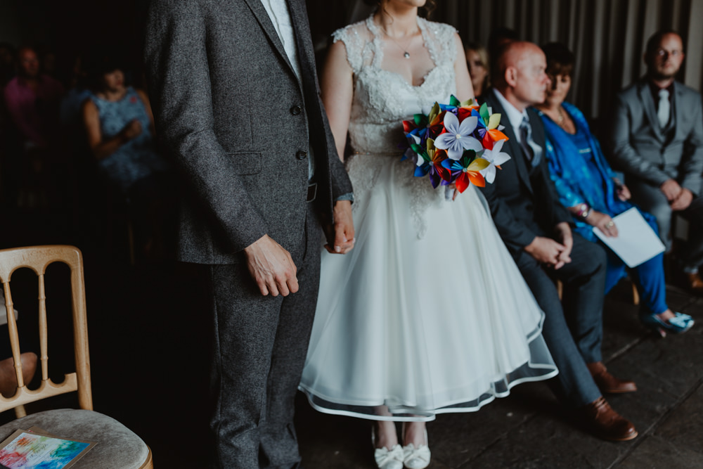 Short Dress Bride Bridal Gown Cute Rainbow Wedding Stevie Jay Photography