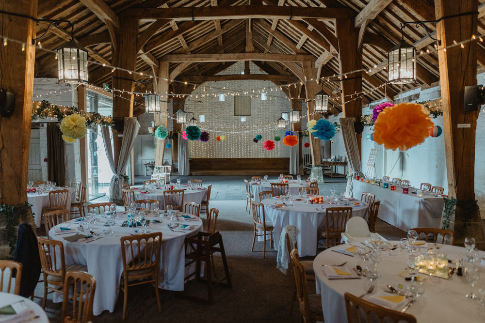 Fairy Lights Pom Pom Barn Decor Cute Rainbow Wedding Stevie Jay Photography