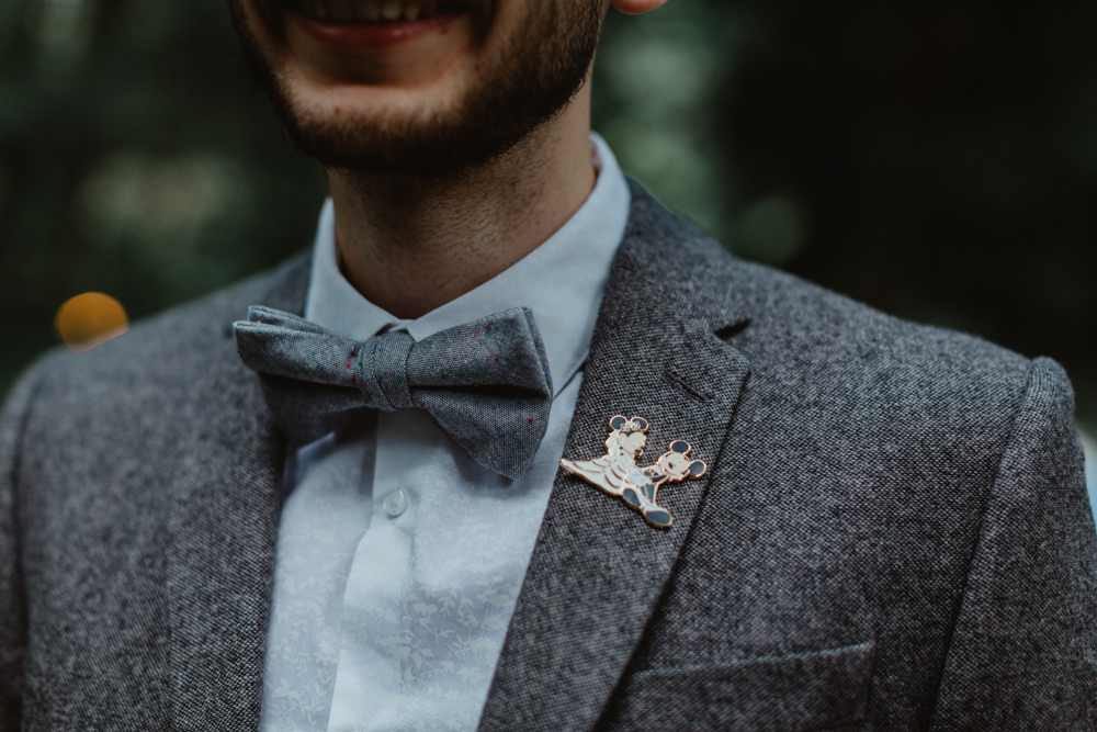 Groom Suit Bow Tie Grey Cute Rainbow Wedding Stevie Jay Photography