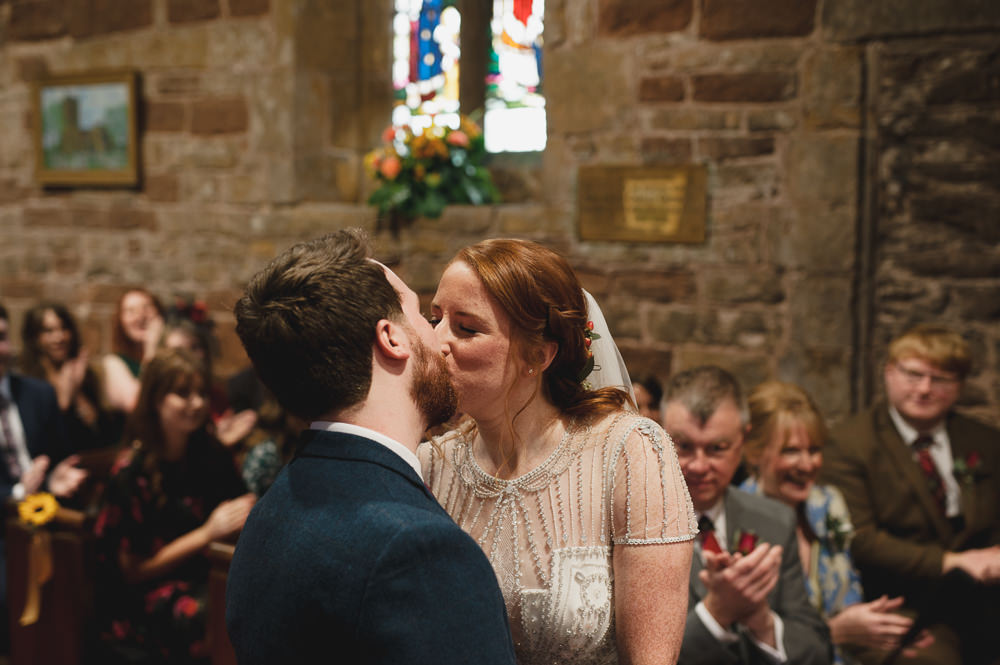 Bride Bridal Jenny Packham Beaded Dress Gown Three Piece Suit Groom Burgundy Tie Hazel Gap Wedding Maree Frances Photography