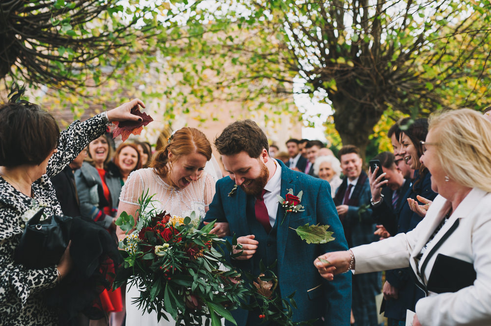 Bride Bridal Jenny Packham Beaded Dress Gown Three Piece Suit Groom Burgundy Tie Cascading Bouquet Hazel Gap Wedding Maree Frances Photography