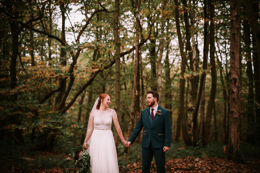 Bride Bridal Jenny Packham Beaded Dress Gown Three Piece Suit Groom Burgundy Tie Hazel Gap Wedding Maree Frances Photography