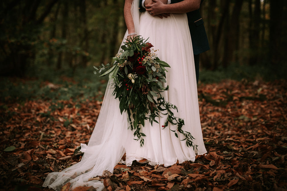 Folaige Berries Cascading Bouquet Berries Foliage Hazel Gap Wedding Maree Frances Photography