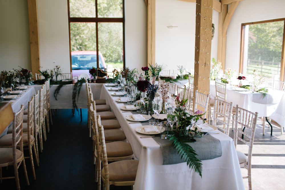 Table Runner Decor Linen Greenery Ferns Hidden River Cabins Wedding Dan Hough Photo