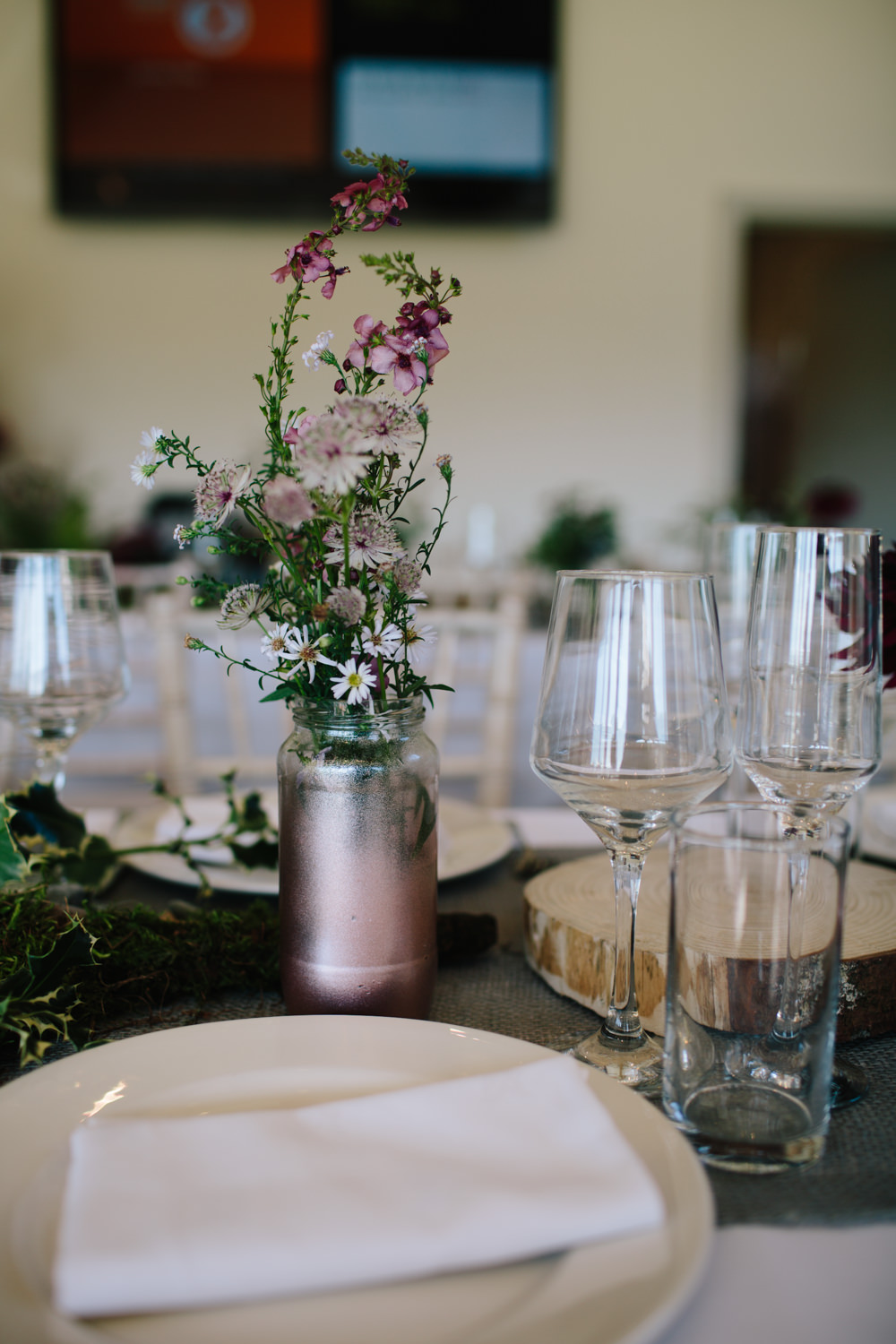 Table Runner Decor Linen Greenery Ferns Copper Jar Hidden River Cabins Wedding Dan Hough Photo