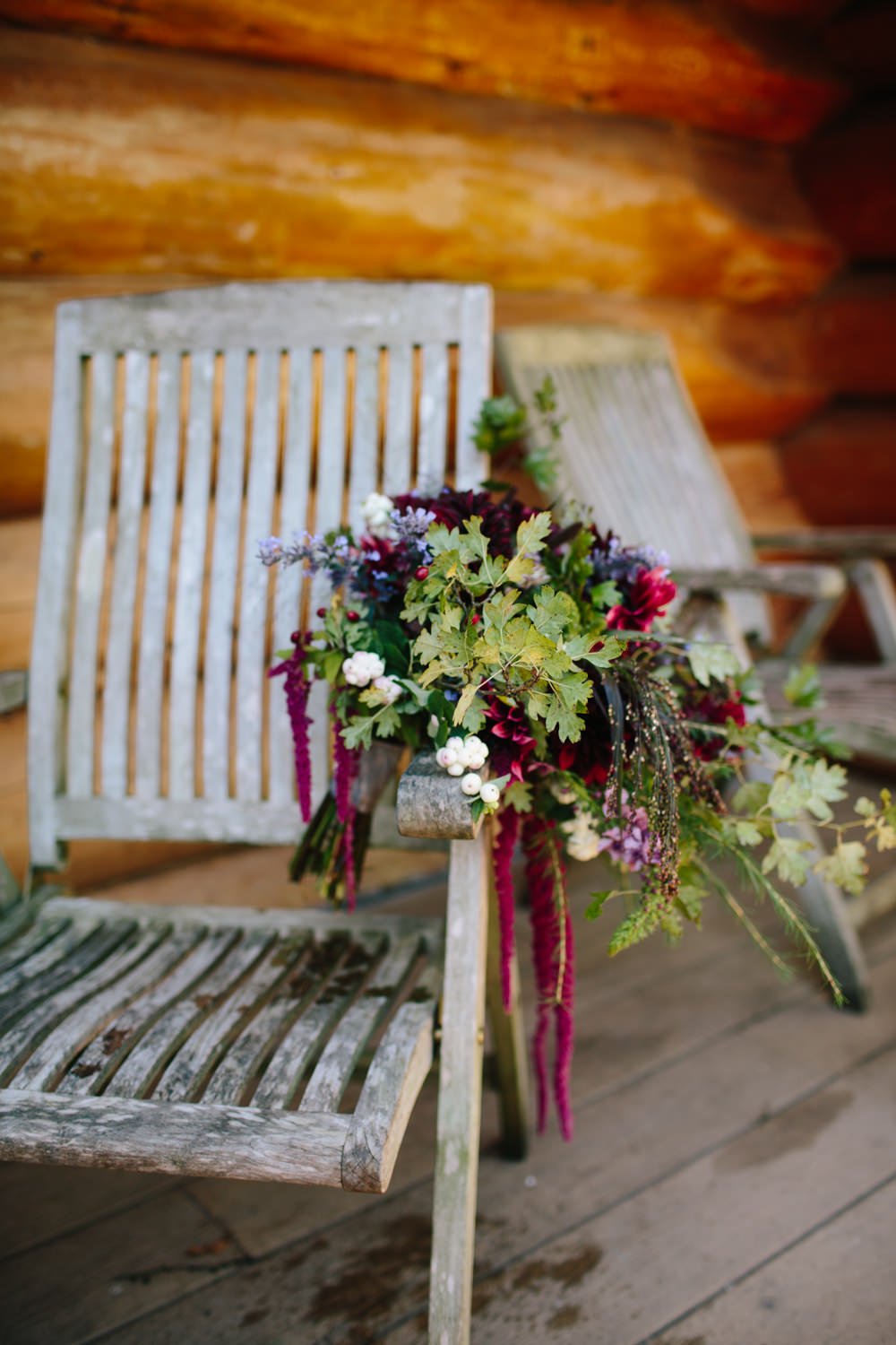 Bride Bridal Flowers Purple Berries Fern Dahlia Red Trailing Amaranthus Bouquet Hidden River Cabins Wedding Dan Hough Photo