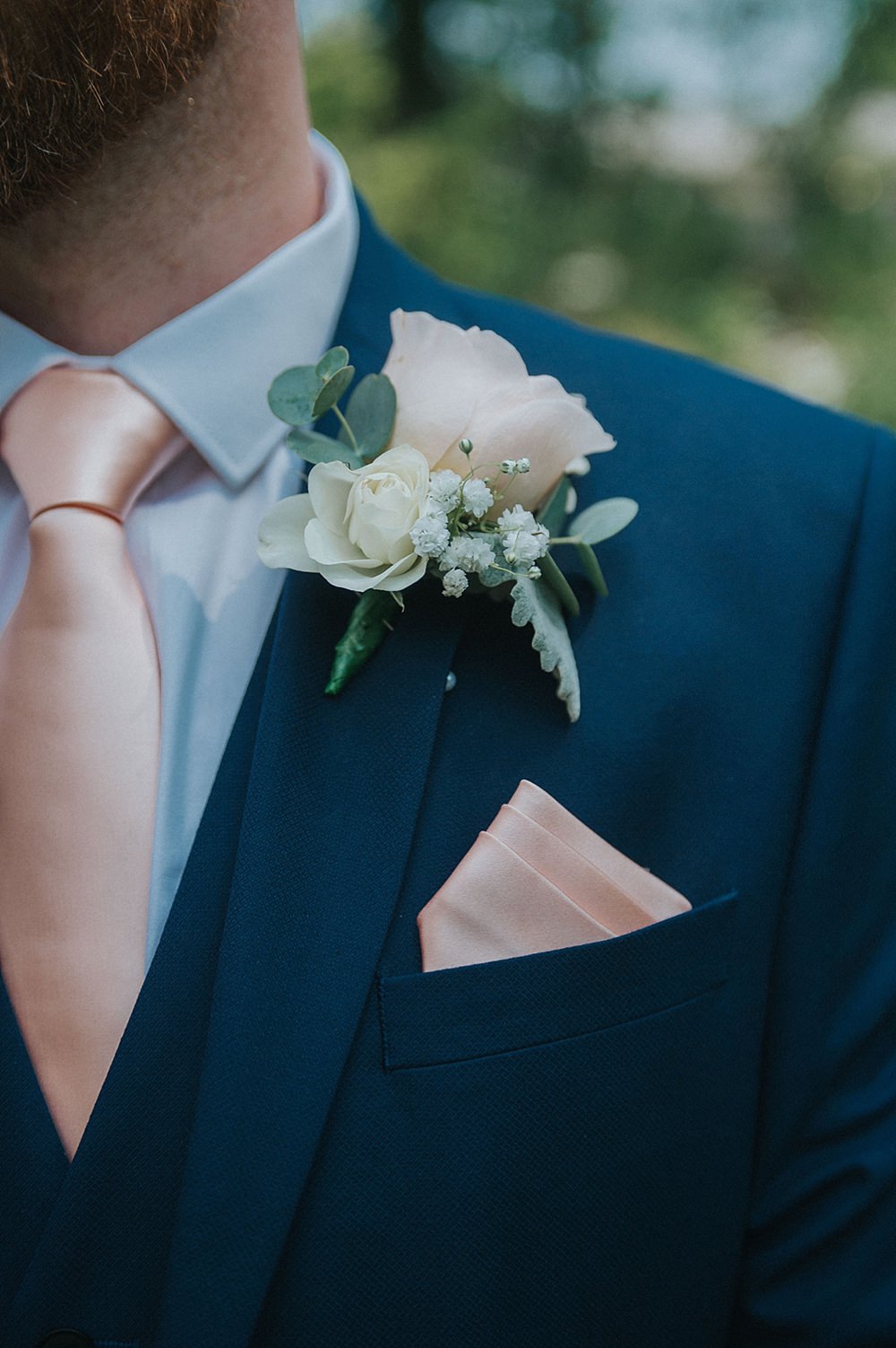 Groom Groomsmen Suit Peach Ties Buttonhole Flowers Houchins Farm Wedding Julia and You Photography