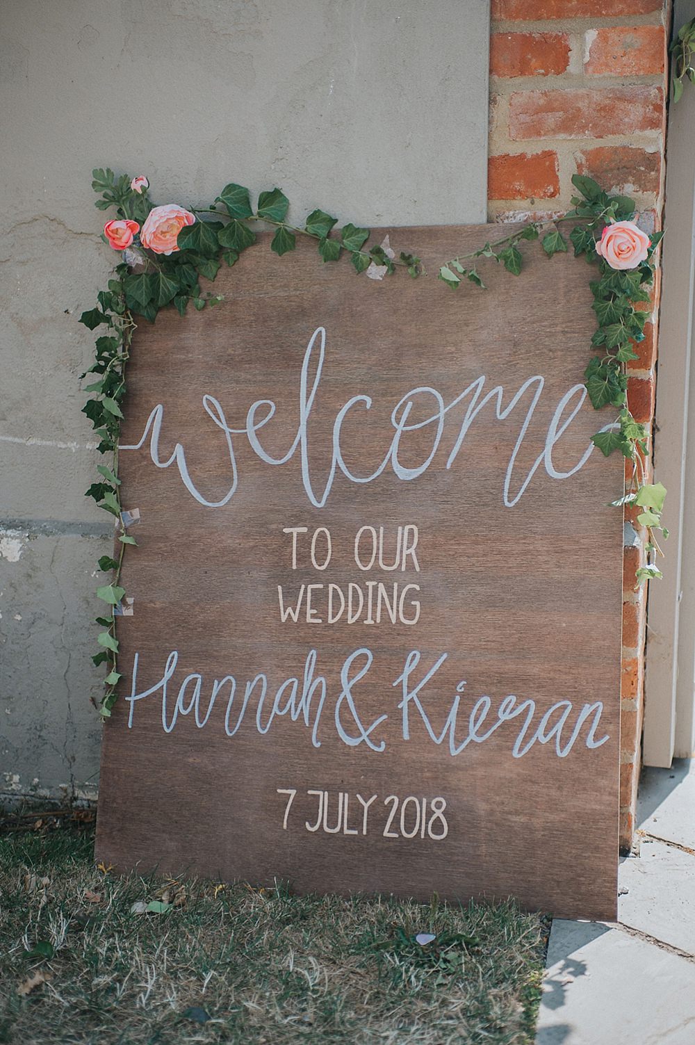 Wooden Sign Signage Floral Calligraphy Houchins Farm Wedding Julia and You Photography
