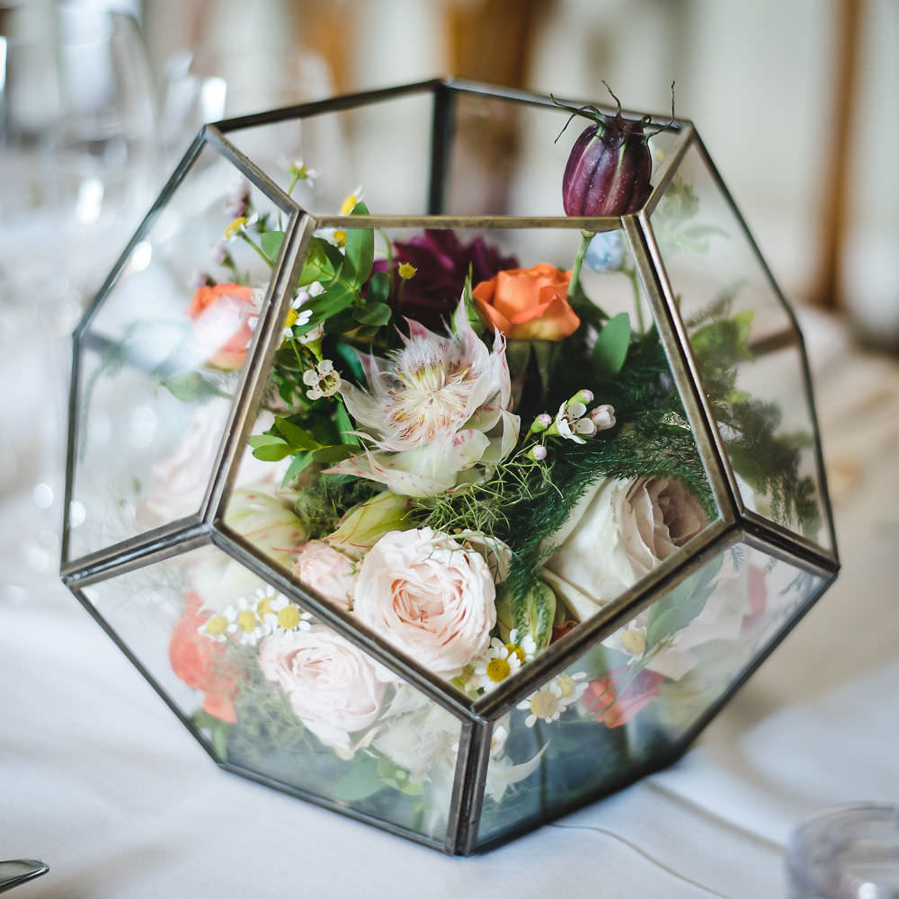 Terrarium Flowers Floral Langar Hall Wedding Robert Leons Photography