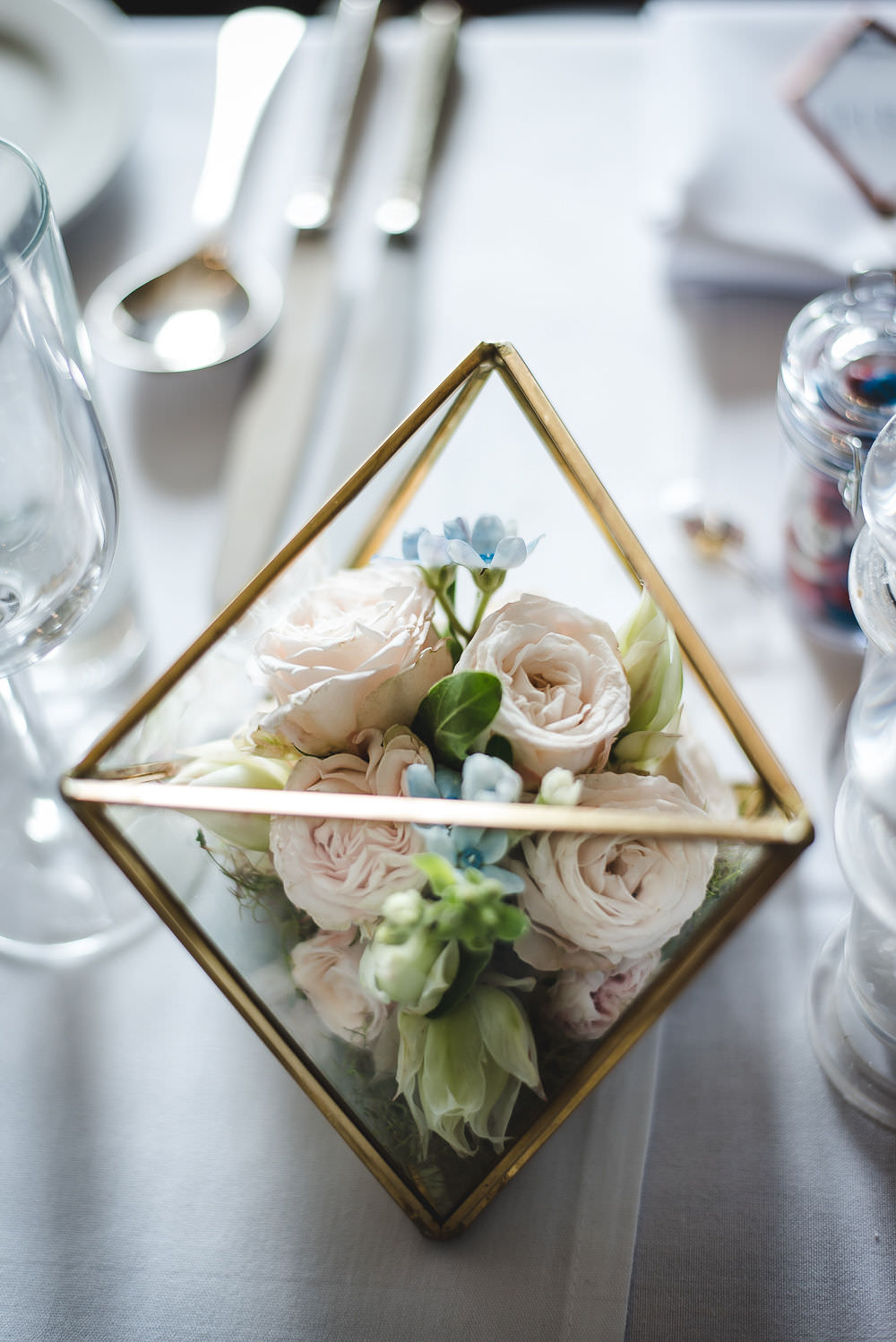 Terrarium Pink Rose Flowers Floral Langar Hall Wedding Robert Leons Photography