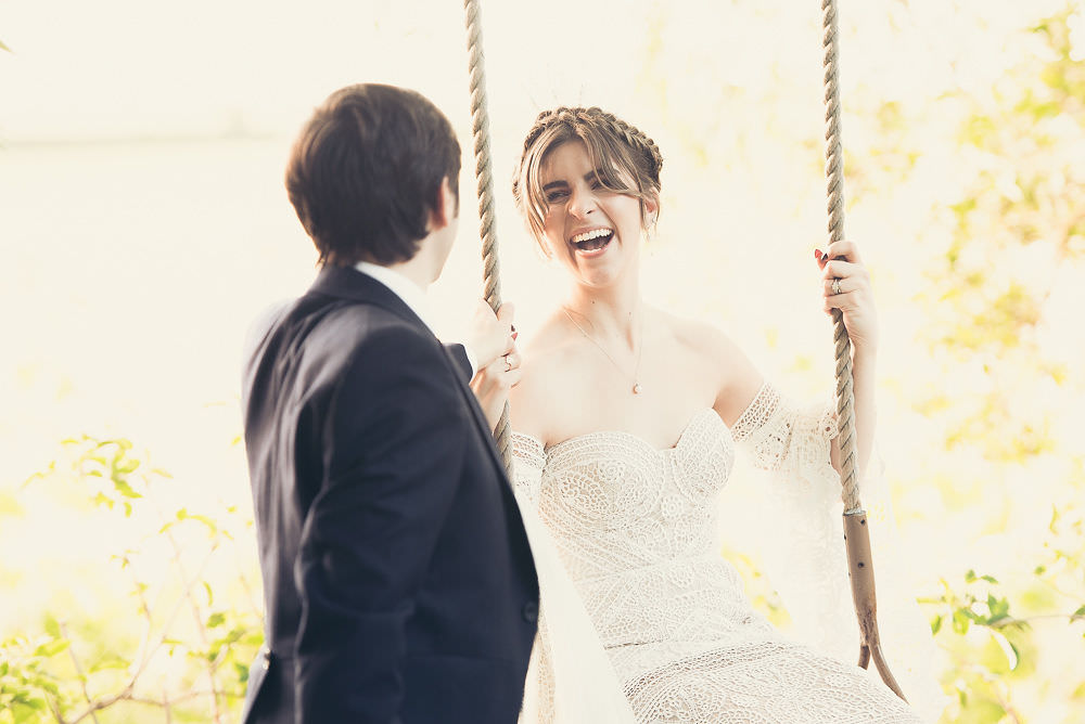 Bride Bridal Rue de Seine Dress Gown 70s Boho Sleeves Headdress Crown Morning Suit Groom Swing Langar Hall Wedding Robert Leons Photography