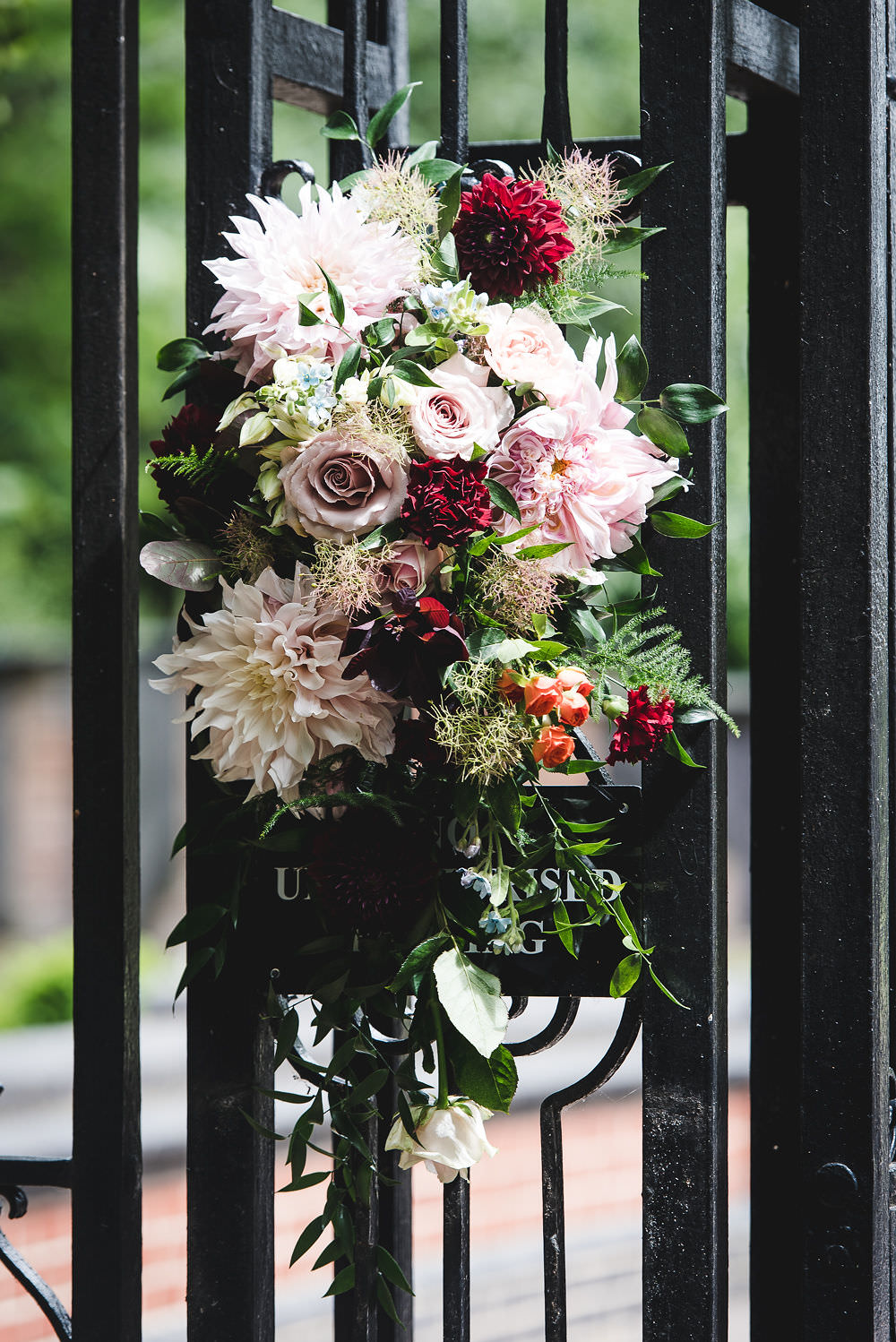 Flowers Floral Installation Pink Rose Dahlia Langar Hall Wedding Robert Leons Photography