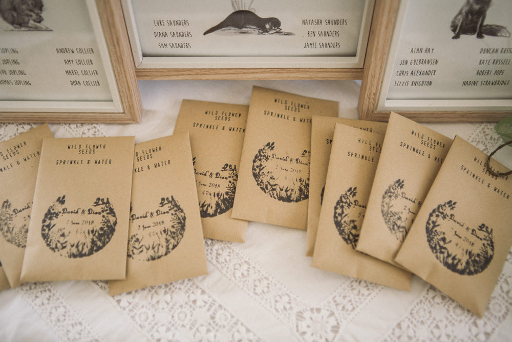 Wildflower Seeds Stamp Favours Middle Coombe Farm Wedding Emma Stoner Photo