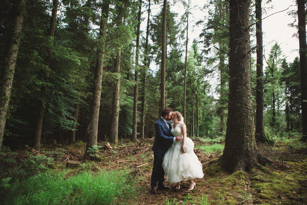 Bride Bridal Ballerina Length Dress Lace Sleeves Navy Suit Groom Veil Middle Coombe Farm Wedding Emma Stoner Photo