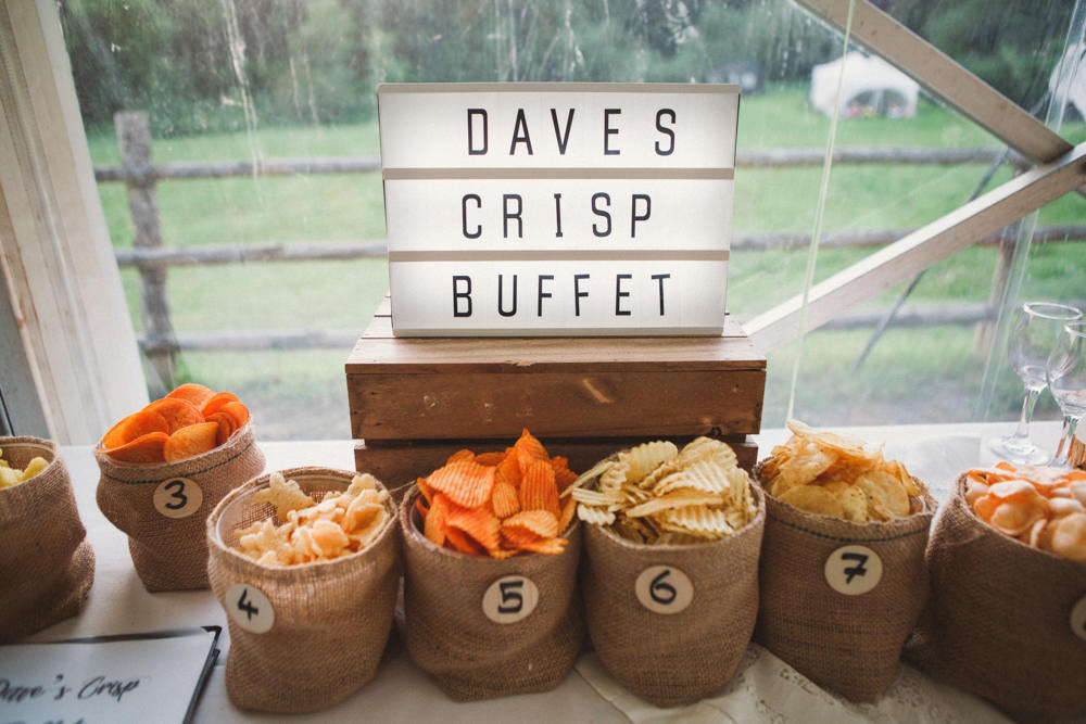 Crisp Buffet Tasting Notes Middle Coombe Farm Wedding Emma Stoner Photo