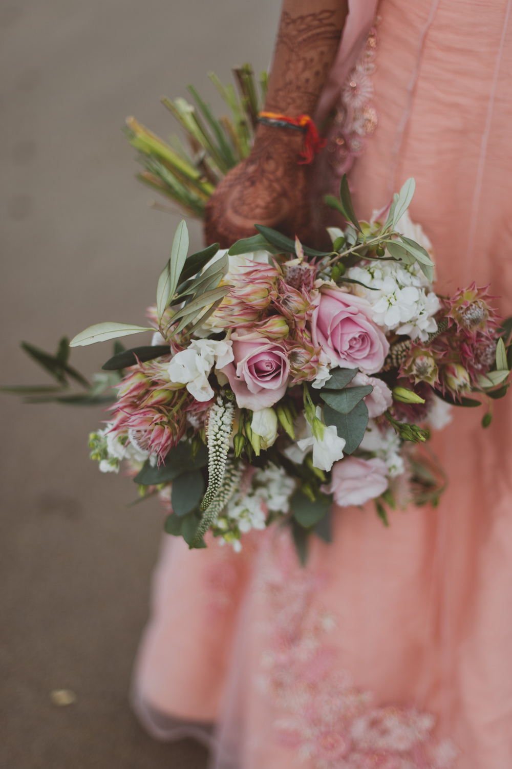 Bride Bridal Bouquet Flowers Pink Rose Greenery Newton Hall Wedding Sasha Weddings