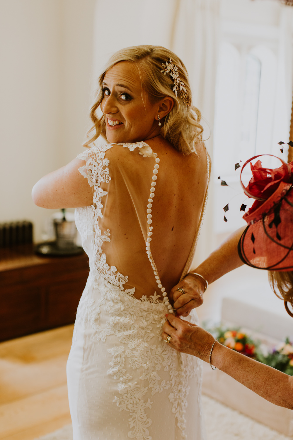 Bride Bridal Dress Gown Illusion Lace Button Back by Justin Alexander Train Notley Abbey Wedding Alexandra Jane Photography