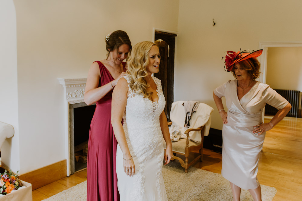 Bride Bridal Dress Gown Illusion Lace Button Back by Justin Alexander Train Notley Abbey Wedding Alexandra Jane Photography