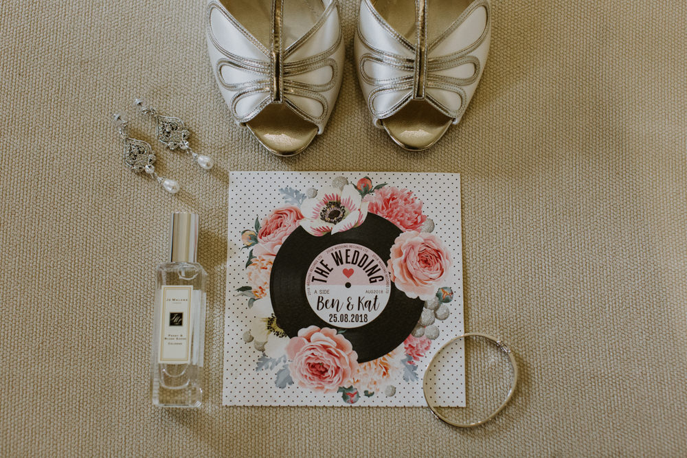 Stationery Invitation Invite Floral Record Music Vinyl Notley Abbey Wedding Alexandra Jane Photography