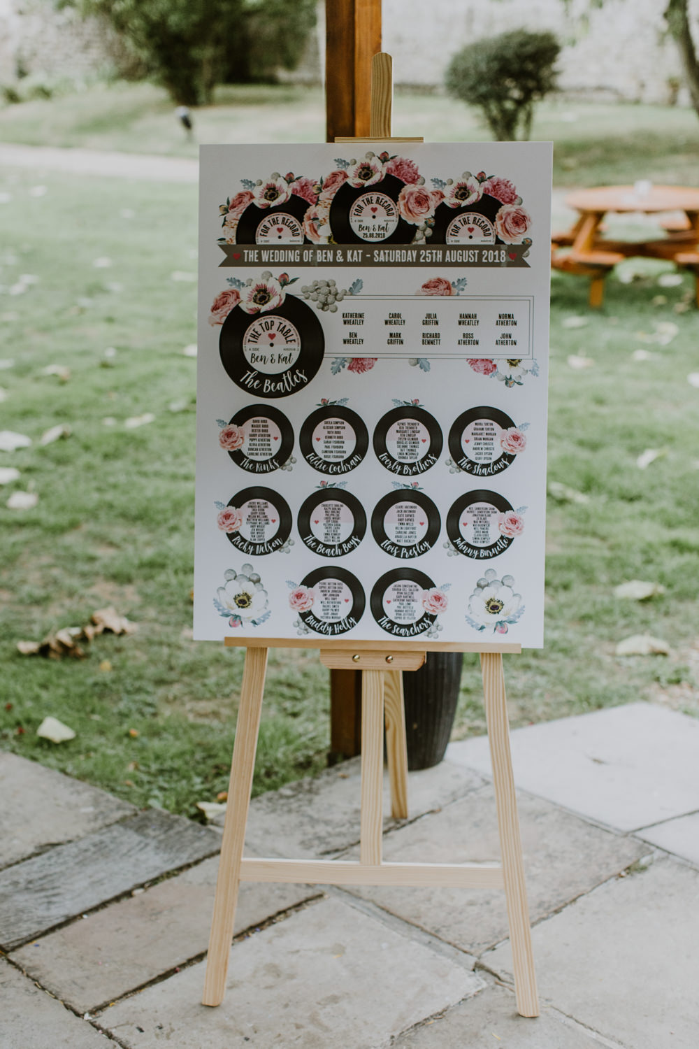 Seating Plan Table Chart Music Records Vinyl Notley Abbey Wedding Alexandra Jane Photography