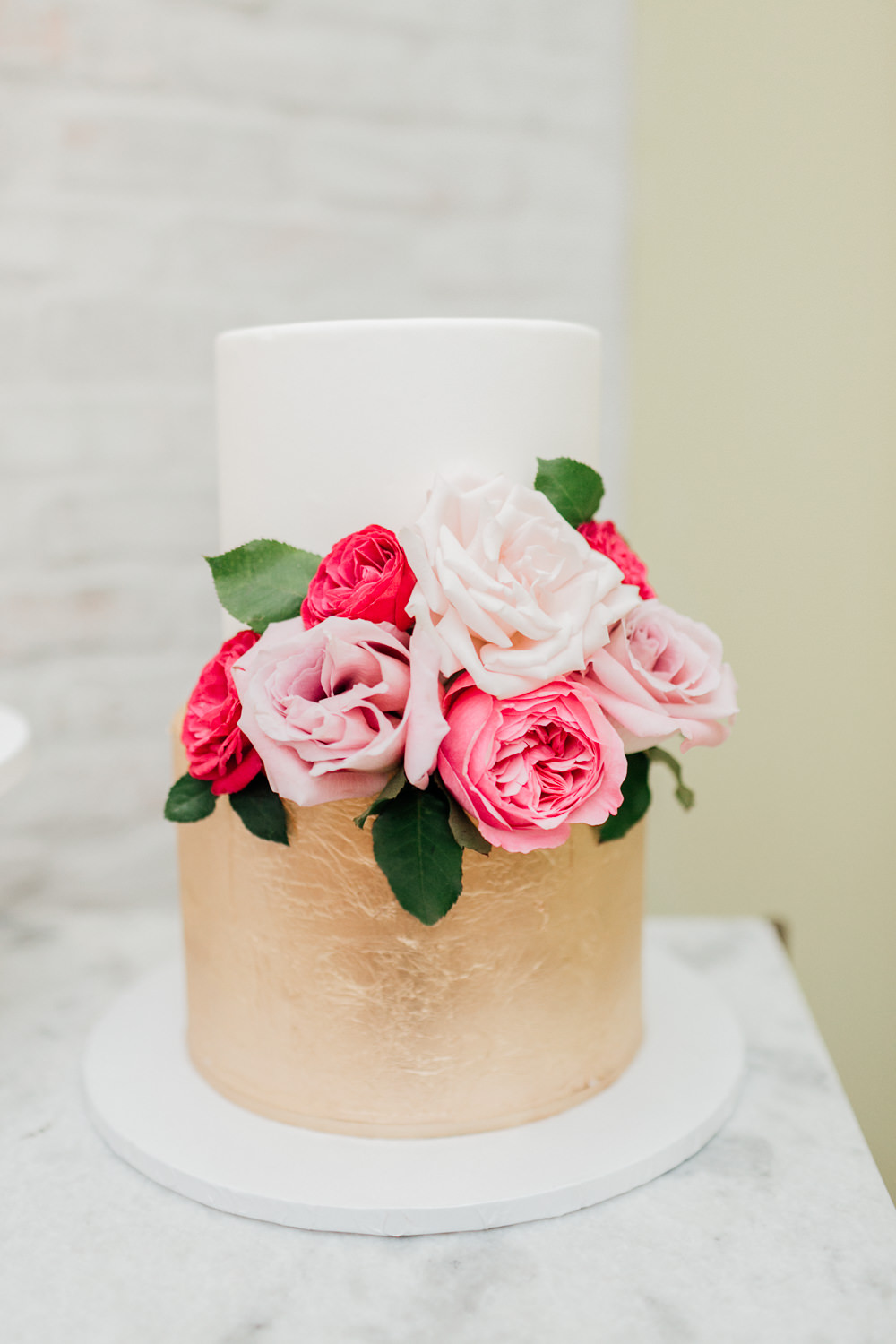 Gold Cake Floral Flowers Romantic Soft Elopement Wedding Las Vegas Kristen Joy Photography