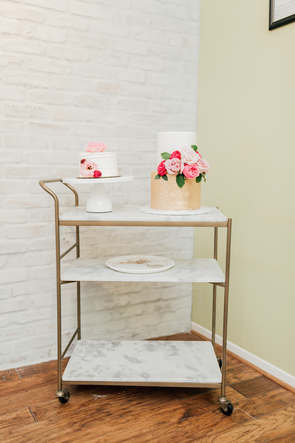 Cake Trolley Table Marble Gold Romantic Soft Elopement Wedding Las Vegas Kristen Joy Photography