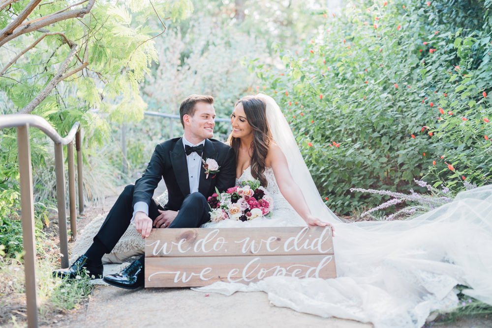 Wooden Sign Bride Groom Romantic Soft Elopement Wedding Las Vegas Kristen Joy Photography