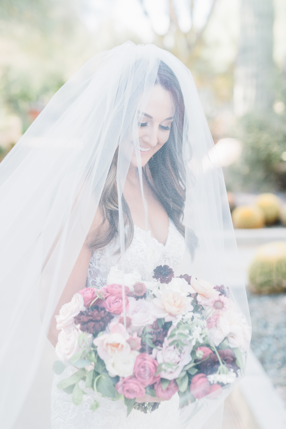Bride Bridal Dress Gown Train Veil Lace Strapless Sweetheart Romantic Soft Elopement Wedding Las Vegas Kristen Joy Photography