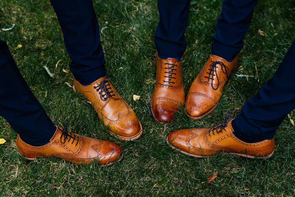 Groom Groomsmen Tan Brogues Secret Garden Wymington Wedding Aaron Collett Photography