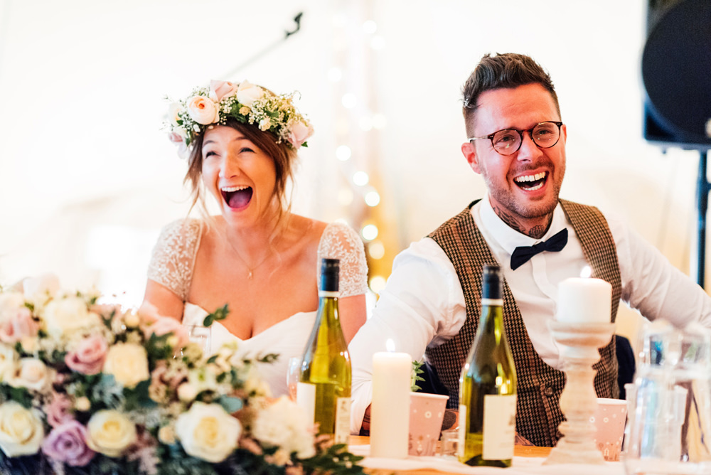 Bride Bridal Cap Sleeve Sweetheart Neckline Oversized Flower Crown Three Piece Waistcoat Groom Secret Garden Wymington Wedding Aaron Collett Photography