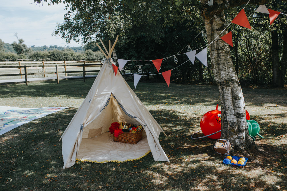 Tipi Tent Kids Children Area Shiningford Manor Wedding Magda K Photography
