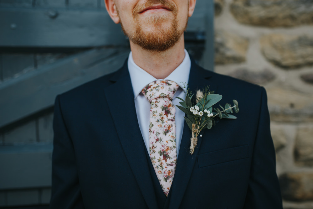 Groom Floral Tie Buttonhole Fowers Shiningford Manor Wedding Magda K Photography
