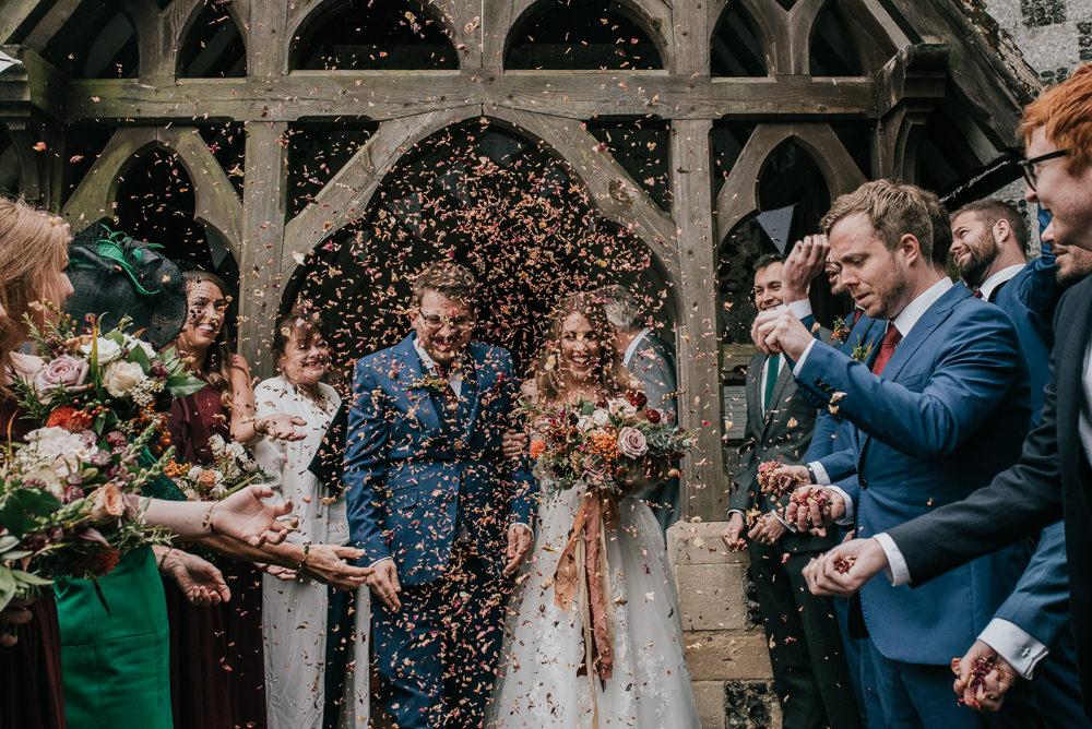 Confetti Throw Barford Park Barn Wedding Faye Green Photography