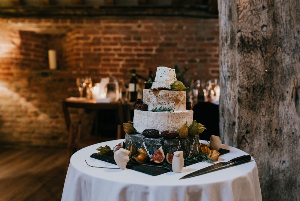Cheese Stack Cake Tower Barford Park Barn Wedding Faye Green Photography