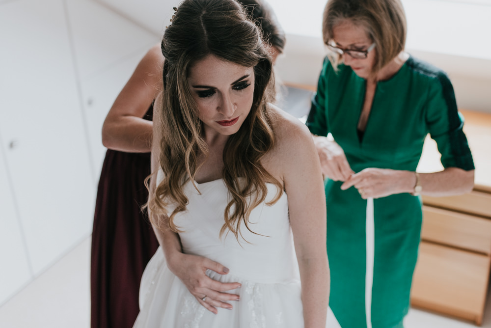 Bride Bridal Hair Wavess Half Up Style Barford Park Barn Wedding Faye Green Photography