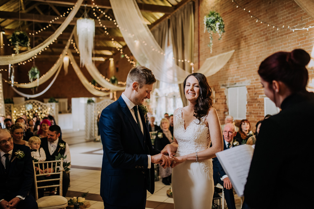 Bride Bridal Wed2B Dress Gown Sleeveless Embellishment Lace Groom Navy Barn Elsham Hall Wedding Wedding Kazooieloki Photography