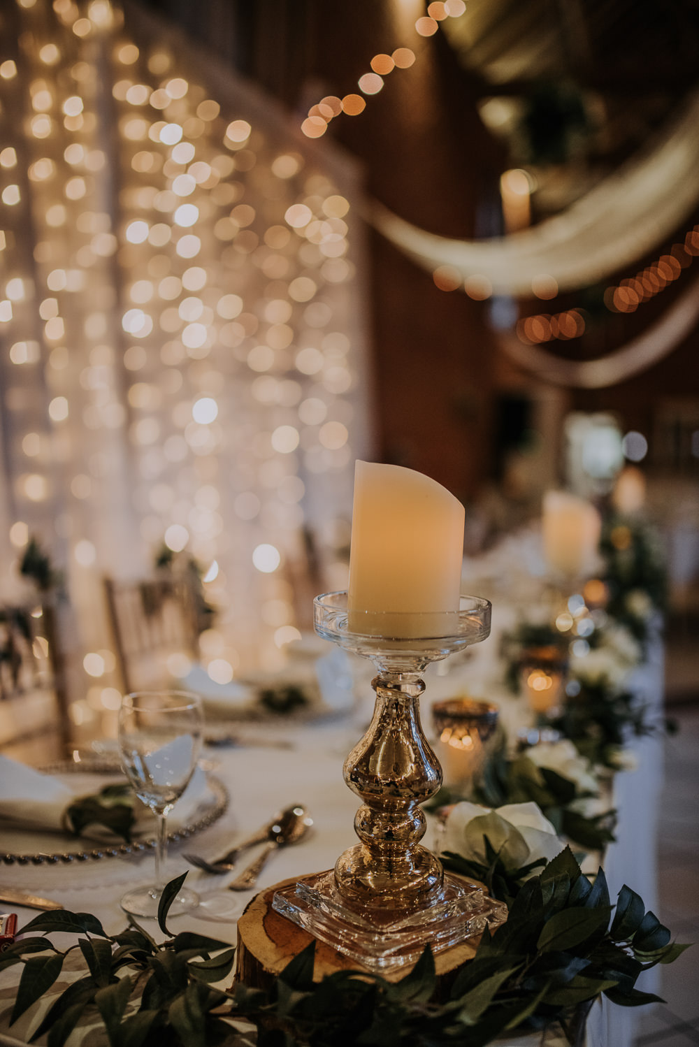 Candle Stand Greenery Barn Elsham Hall Wedding Wedding Kazooieloki Photography