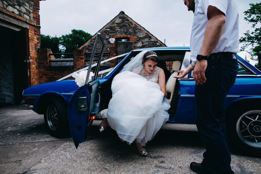 Blue Car Transport Bawdon Lodge Farm Wedding Hannah Hall Photography