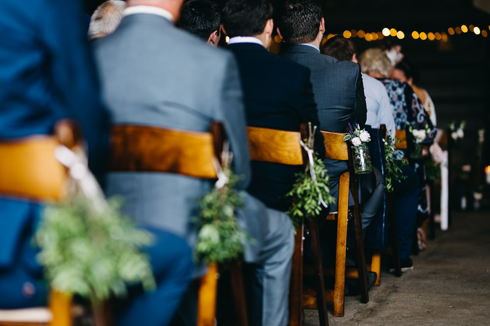Pew End Aisle Flowers Greenery Bawdon Lodge Farm Wedding Hannah Hall Photography