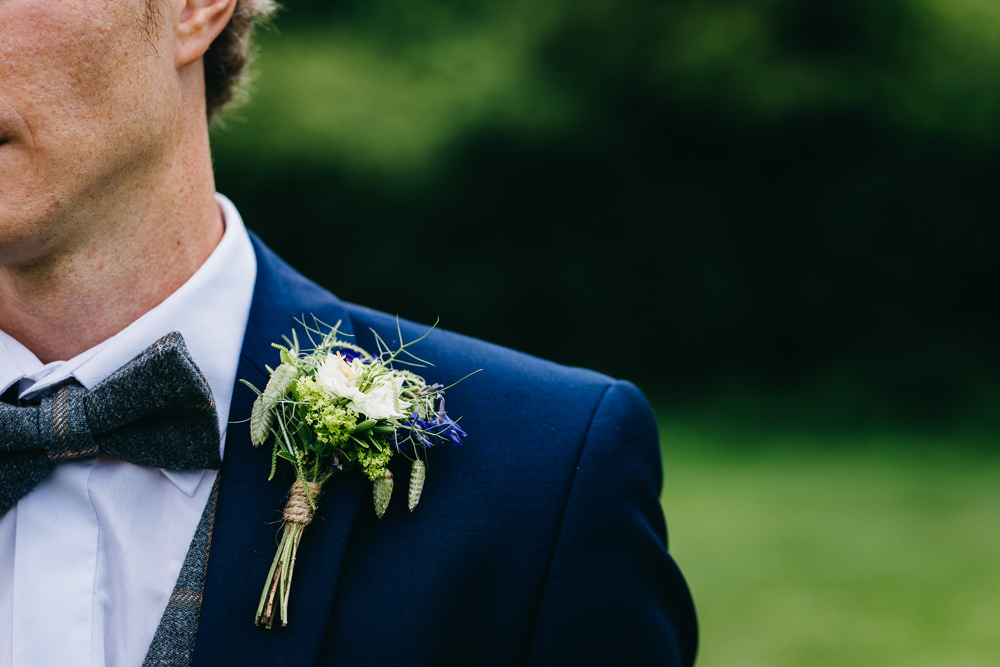Rustic Buttonhole Groom Flowers Twine Bawdon Lodge Farm Wedding Hannah Hall Photography
