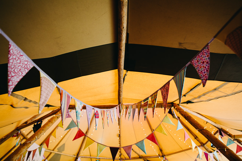Tipi Bunting Bawdon Lodge Farm Wedding Hannah Hall Photography