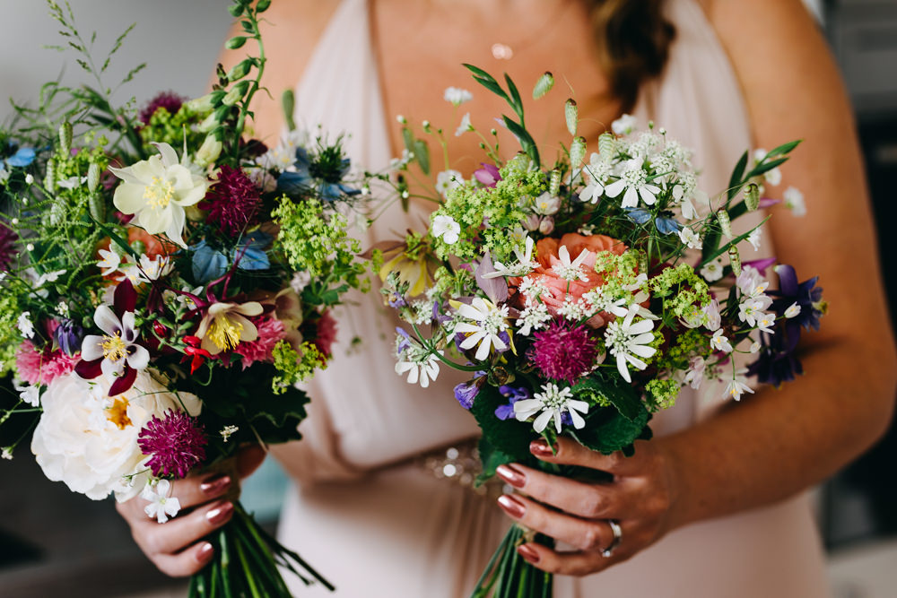 Bridesmaids Bouquets Flowers Posy Pretty Daisy Wildflowers Bawdon Lodge Farm Wedding Hannah Hall Photography